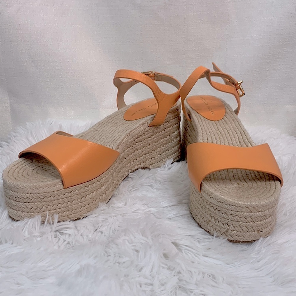 Antonio Melani Peach Wedges with Jute Trim- NWT